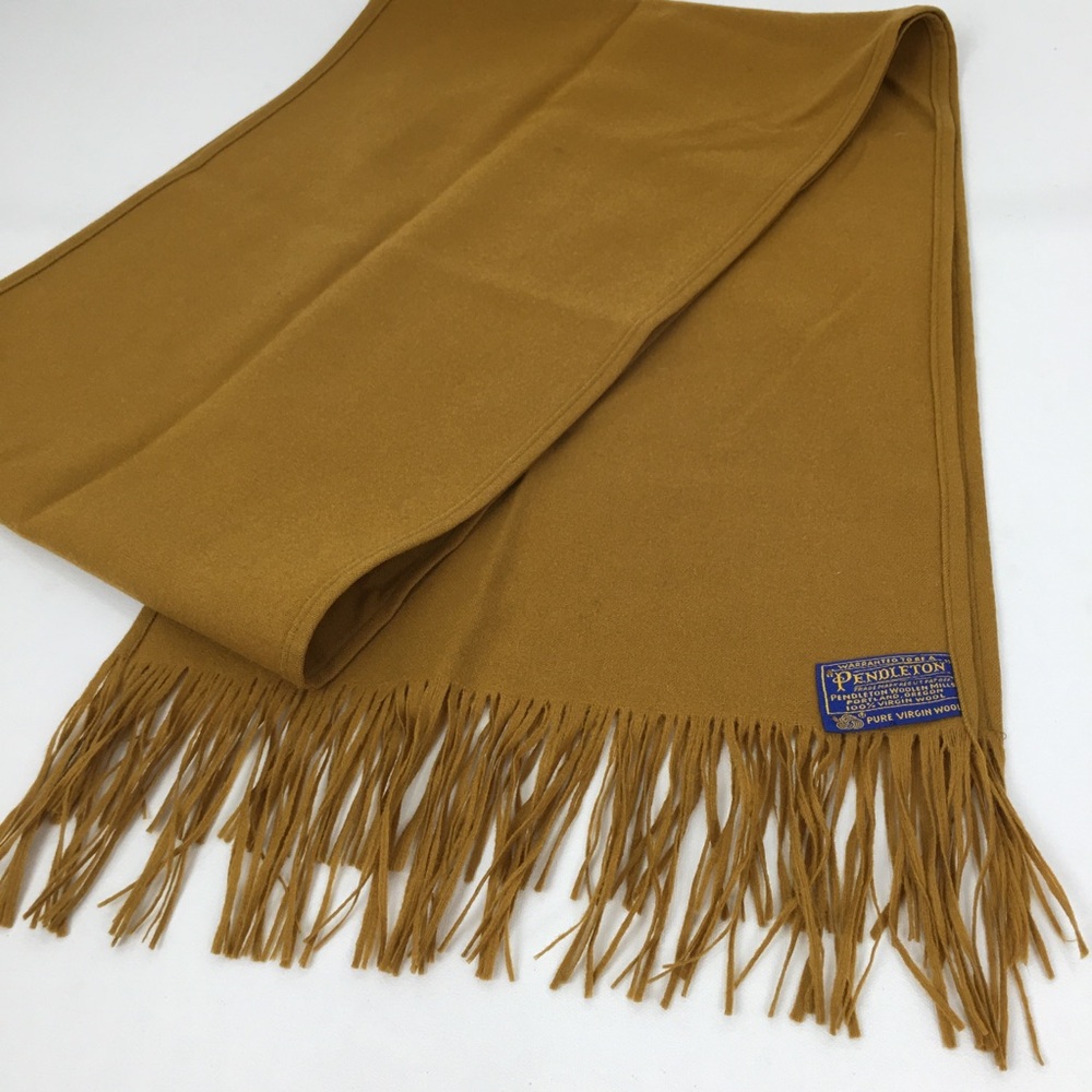 Pendleton Scarf Pure Virgin Wool Mustard Yellow With Fringe